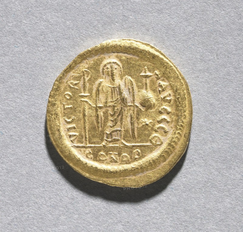 Solidus of Justinian I (reverse), 545-565. Creator: Unknown.