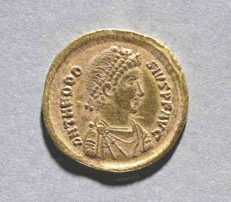 Solidus of Theodosius I the Great (obverse), 383-388. Creator: Unknown.