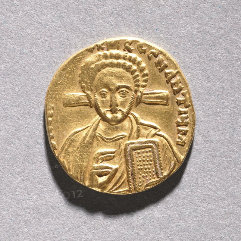 Solidus with Justinian II Rhinometus and His Son Tiberius , 705-711. Creator: Unknown.
