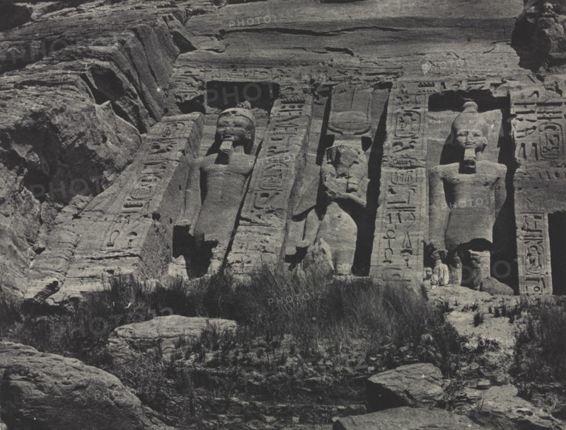 Southern Portion of the Rock-cut Temple of Hathor, Abu Simbel, 1850. Creator: Maxime Du Camp (French, 1822-1894); Gide et J. Baudry.
