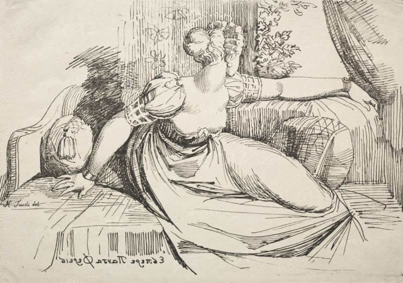 Specimens of Polyautography: Woman on a Sofa. Creator: Henry Fuseli (Swiss, 1741-1825).