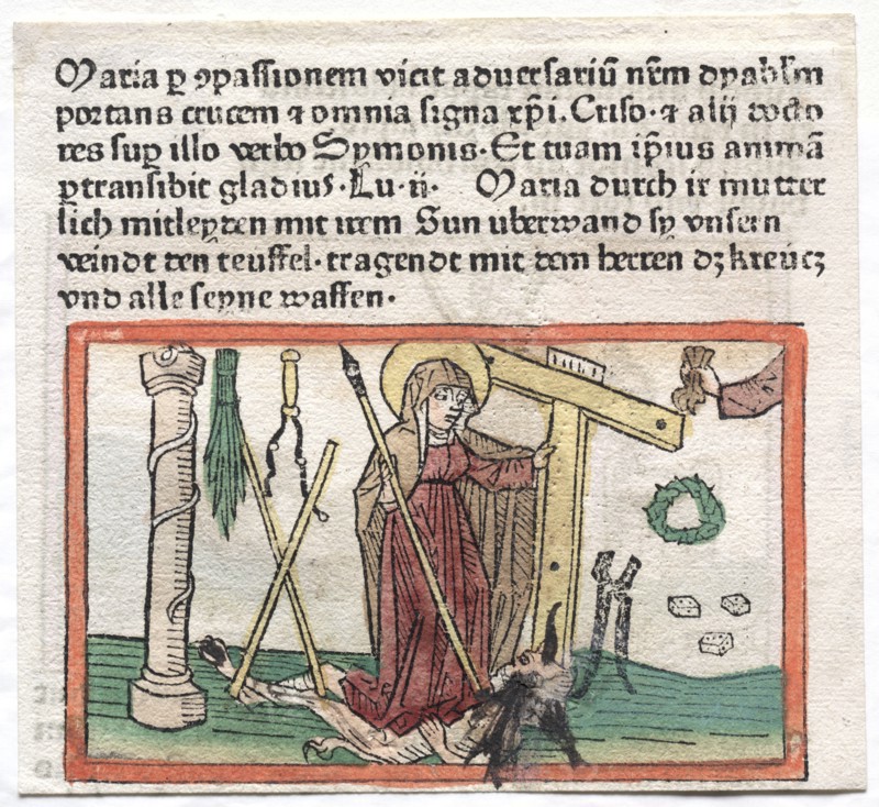 Spiegel Menslicher Behaltnis: The Virgin Mary Overcoming a Devil, 1400s. Creator: Unknown.