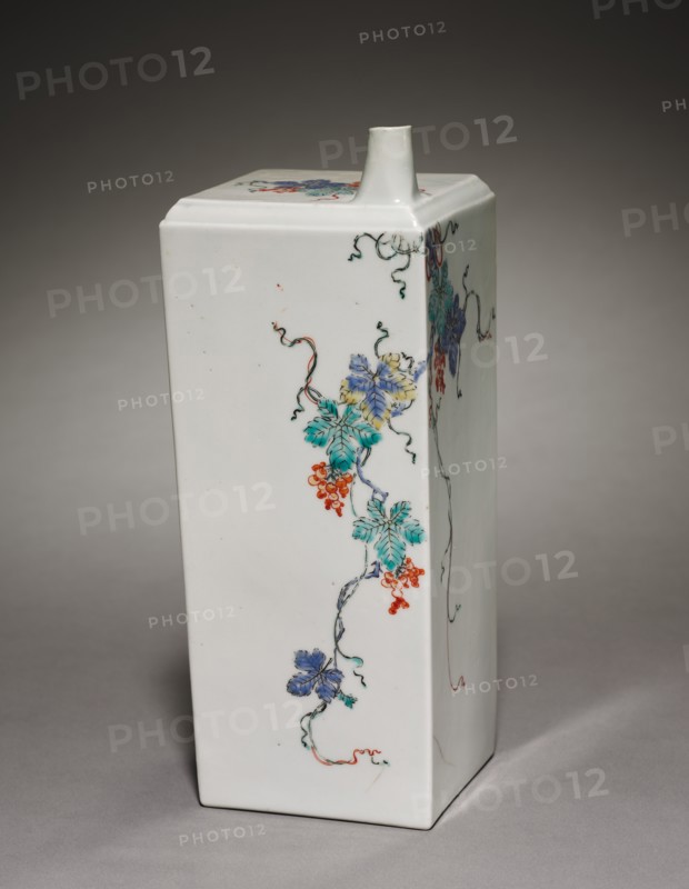 Square Bottle with Squirrel and Grapes, late 1600s. Creator: Unknown.
