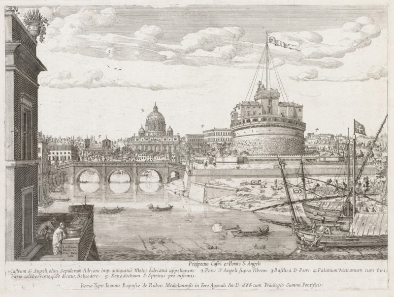 St. Angelo from "Prospectus Locurum Urbis Romae Insign[ium], 1666. Creator: Lievin Cruyl (Flemish, c. 1640-c. 1720).