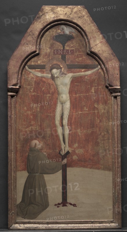 St. Francis Kneeling before Christ on the Cross, 1437-1444. Creator: Sassetta (Italian, 1392-1450).