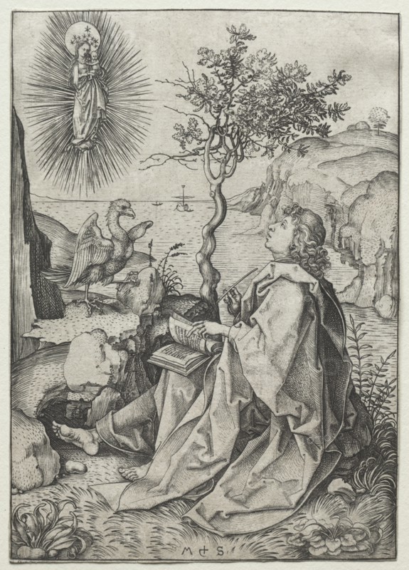 St. John the Evangelist on the Isle of Patmos. Creator: Martin Schongauer (German, c.1450-1491).