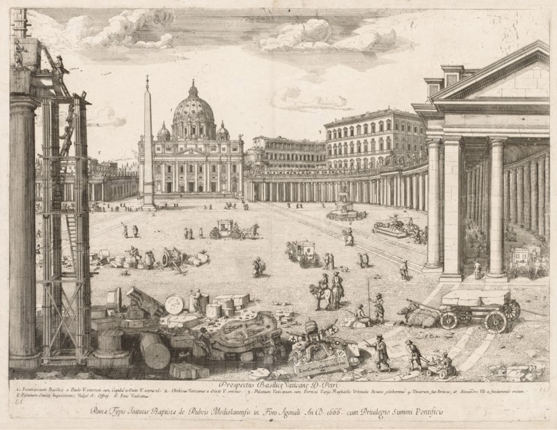 St. Peter's Basilica from "Prospectus Locurum Urbis Romae Insign[ium]", 1666. Creator: Lievin Cruyl (Flemish, c. 1640-c. 1720).