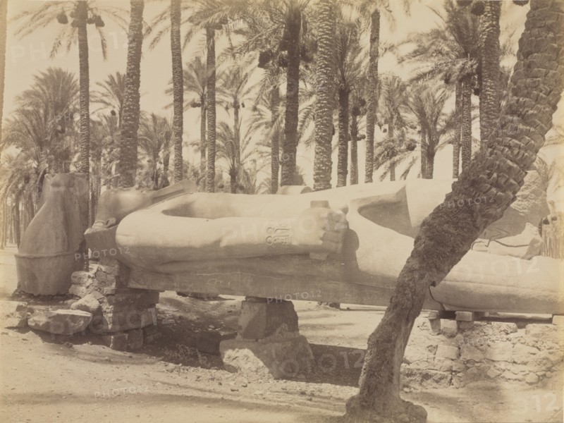 Statue of Ramesses at Saqqara, c. 1870s - 1880s. Creator: Antonio Beato (British, c. 1825-1903).