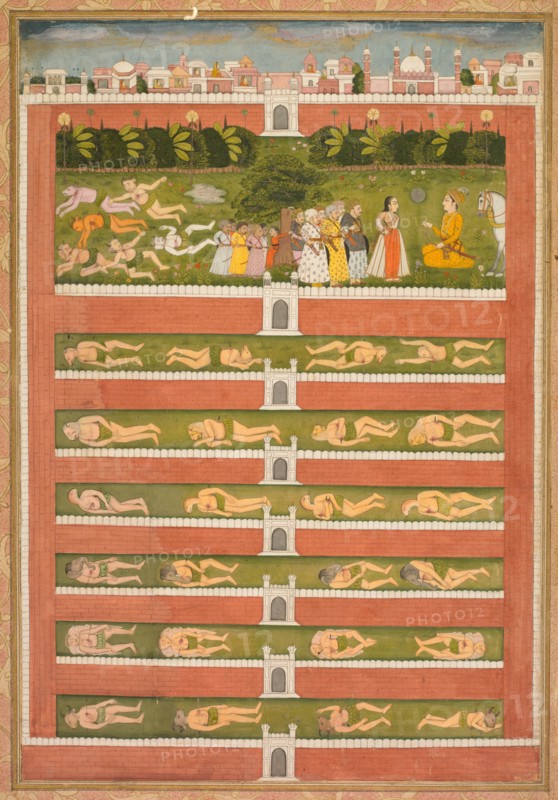 Stenciled Scenes of Lion and Gazelle (verso), c. 1710. Creator: Unknown.