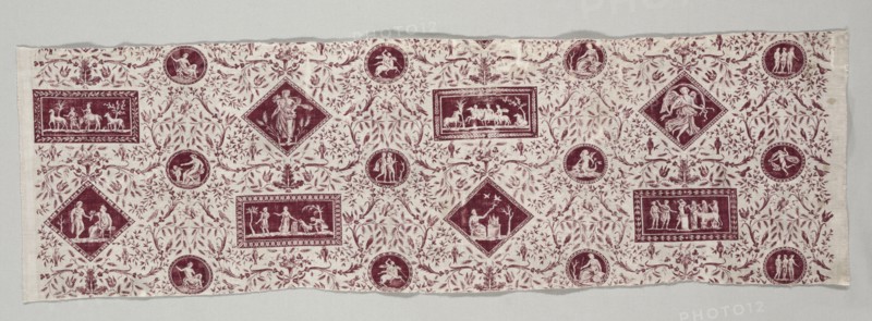 Strip of Copperplate Printed Cotton, 1795-1799. Creator: Christophe Philippe Oberkampf (French, 1738-1815), firm of.