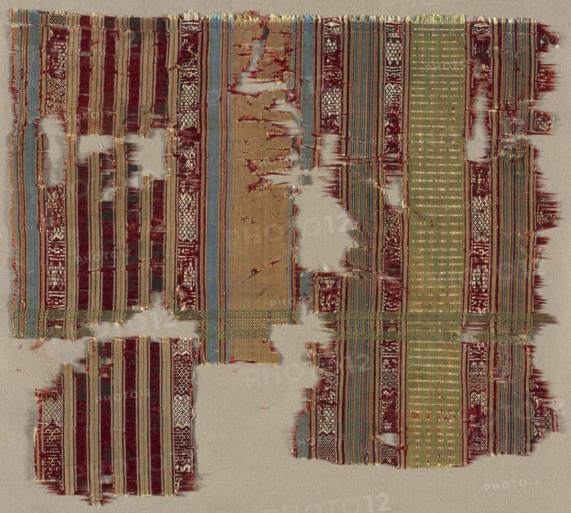 Striped fragment, 1200s - 1300s. Creator: Unknown.