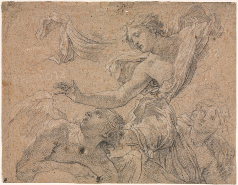 Studies of Angels (recto), 1655-1660?. Creator: Michel Dorigny (French, 1617-1665).