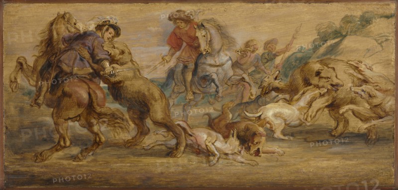 Study for "The Bear Hunt" (for the Alcázar, Madrid), c. 1639. Creator: Peter Paul Rubens (Flemish, 1577-1640).