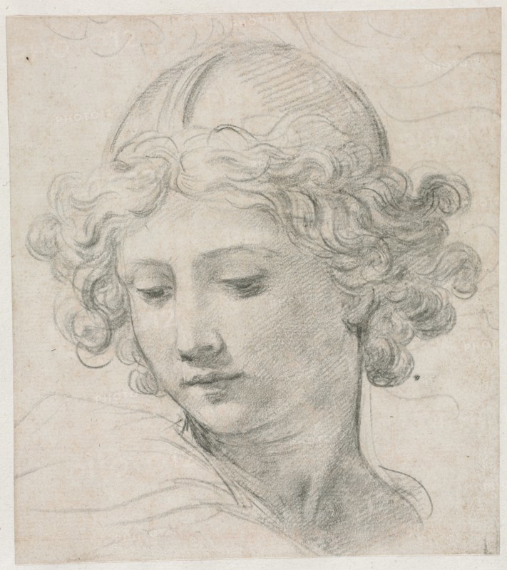 Study for the Head of St. Michael, 1633. Creator: Pietro da Cortona (Italian, 1596-1669).