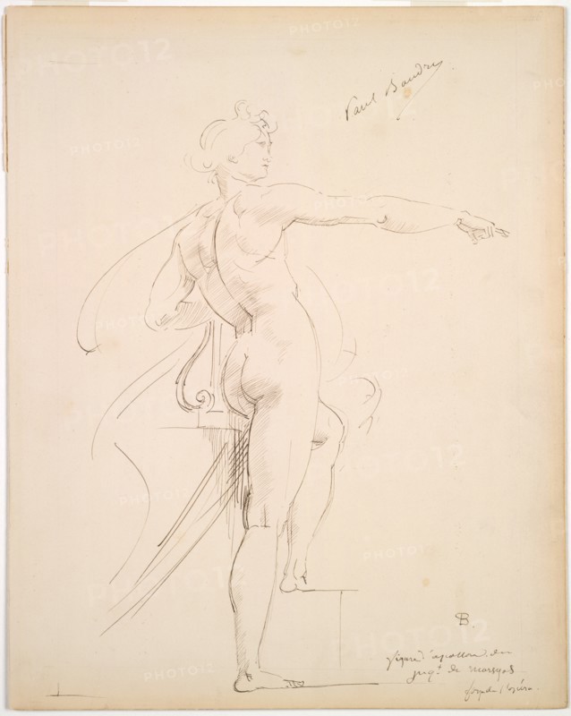 Study of Apollo for Marsyas (recto), late 1860s. Creator: Paul Baudry (French, 1828-1886).