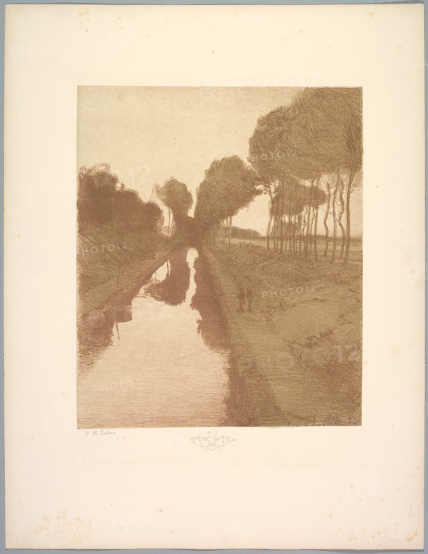 Suite de Paysages: Landscape, Plate 3, Remarque, Bat, 1892-1893. Creator: Charles Marie Dulac (French, 1865-1898); Printed by Monrocq Frères, Paris.