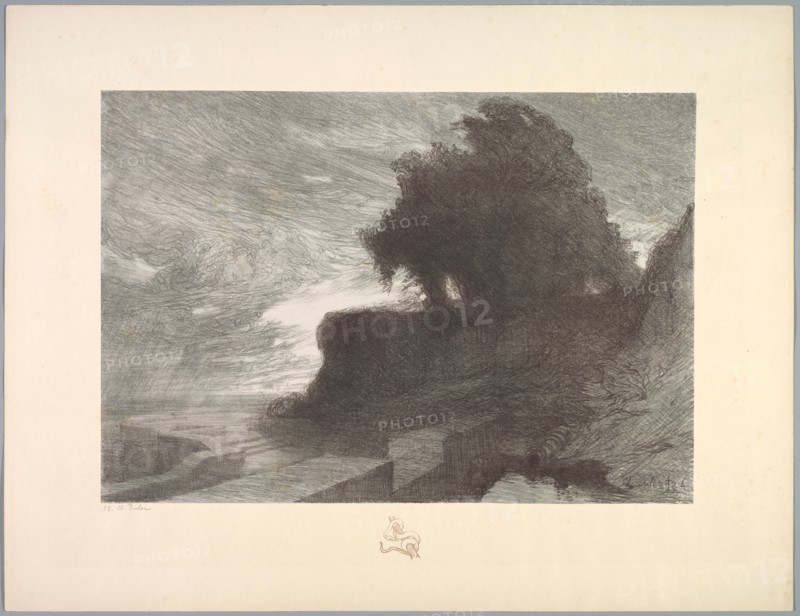 Suite de Paysages: Landscape, Plate 4, Remarque, Snake, 1892-1893. Creator: Charles Marie Dulac (French, 1865-1898); Printer: Lemercier, Imprimeur Lemercier (per colophon).