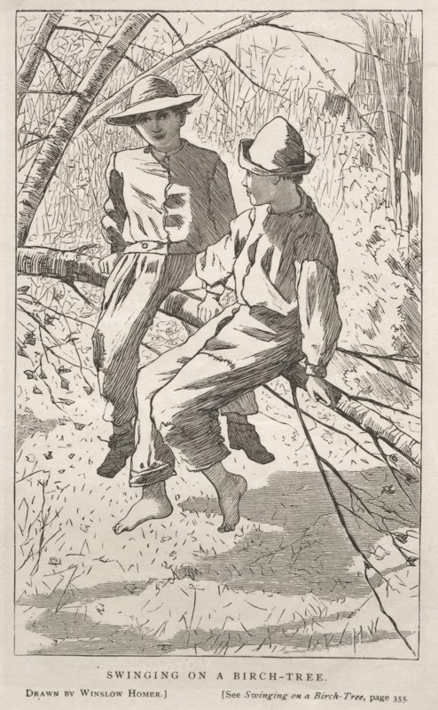 Swinging in a Birch Tree, 1867. Creator: Winslow Homer (American, 1836-1910).
