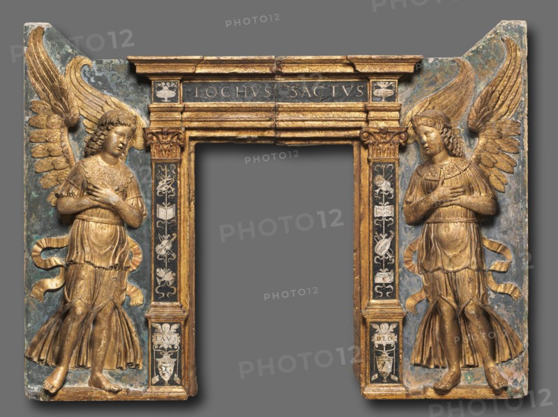 Tabernacle Relief with Flanking Angels, c. 1480-1500. Creator: Tullio Lombardo (Italian, c. 1455-1532), circle of.