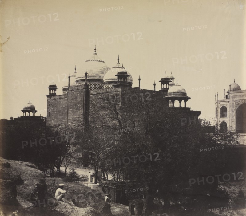 Taj Mahal, Back View of the Rest-House, with Figure, c. 1858-1862. Creator: John Murray (British, 1809-1898).