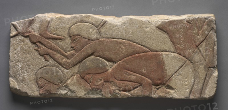 Talatat: Men Hoeing the Earth, c. 1353-1347 BC. Creator: Unknown.