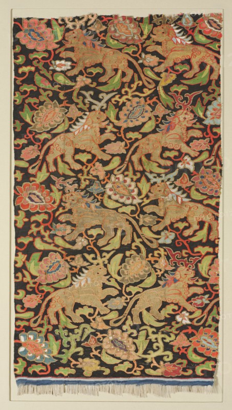 Tapestry with golden lions and palmettes, 1200s or earlier. Creator: Unknown.
