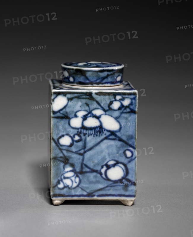 Tea Container with Plum Blossom, 1800s. Creator: Aoki Mokubei (Japanese, 1767-1833).