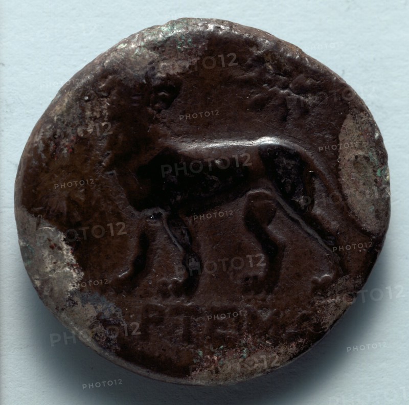 Tetradrachm: Lion Standing, Looking Back at Star (reverse), 350-190 BC. Creator: Unknown.