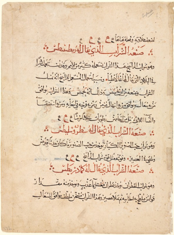Text page from a Materia Medica of Dioscorides, c. 1224. Creator: Abdallah ibn al-Fadl (Iraq).