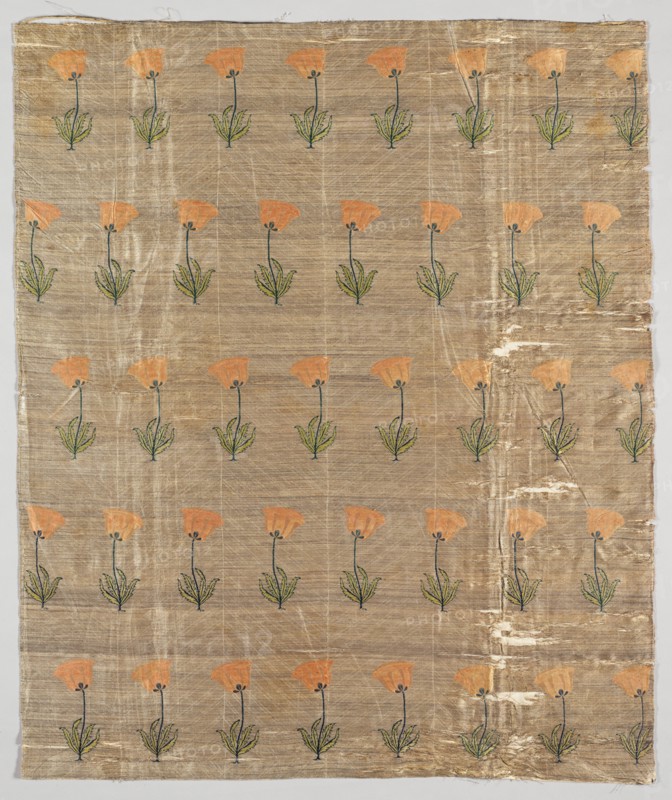 Textile with field of poppies on a golden ground, 1600-1750. Creator: Unknown.