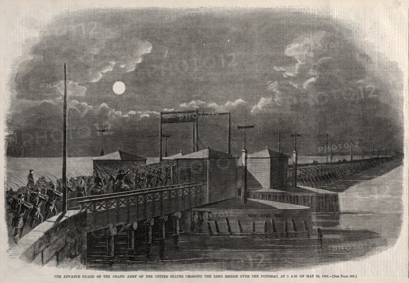 The Advance Guard of the Grand Army of the United States Crossing the Long Bridge?, 1861, 1861. Creator: Winslow Homer (American, 1836-1910).