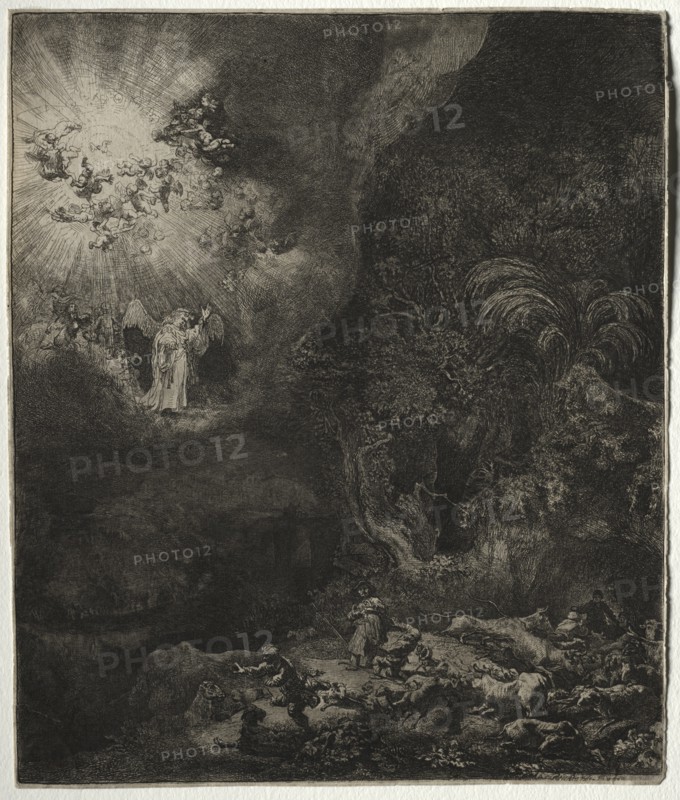 The Angel Appearing to the Shepherds, 1634. Creator: Rembrandt van Rijn (Dutch, 1606-1669).