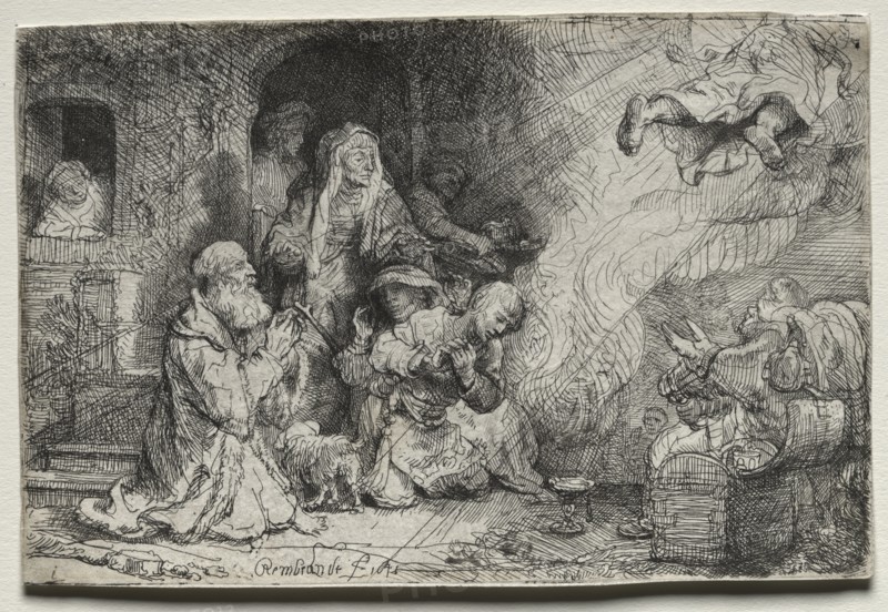 The Angel Departing from the Family of Tobit, 1641. Creator: Rembrandt van Rijn (Dutch, 1606-1669).