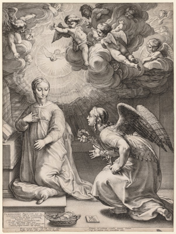 The Annunciation, 1594. Creator: Hendrick Goltzius (Dutch, 1558-1617).