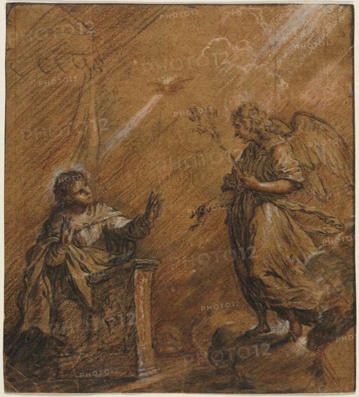 The Annunciation, last third 1600s. Creator: Johann Jakob von Sandrart (German, 1655-1698).