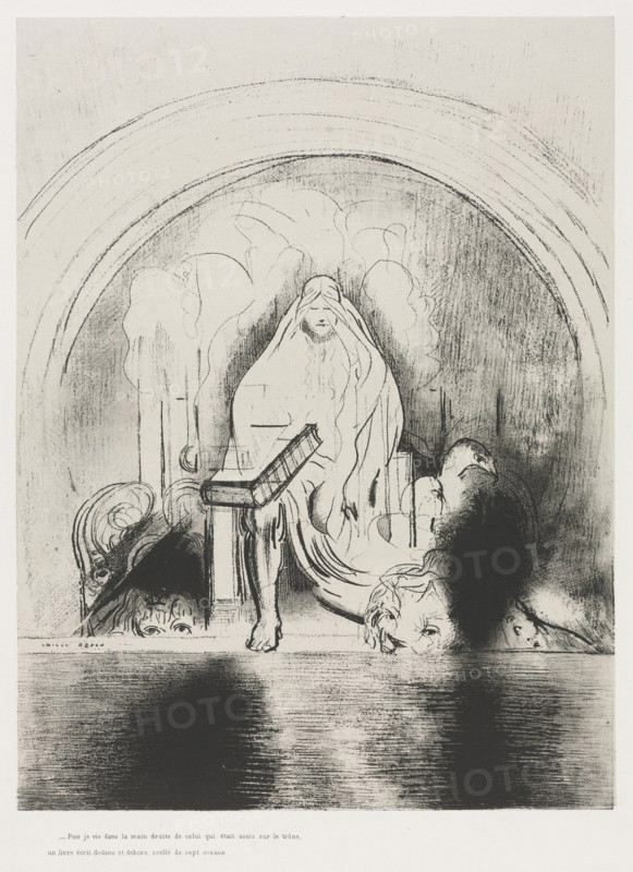 The Apocalypse of Saint John: And I Saw in the Right Hand of Him that Sat on the Throne..., 1899. Creator: Odilon Redon (French, 1840-1916); Blanchard; Ambroise Vollard (French, 1867-1939).