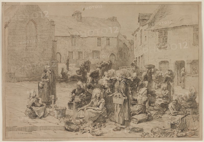The Apple Market at Landerneau, 1878. Creator: Léon Augustin Lhermitte (French, 1844-1925).