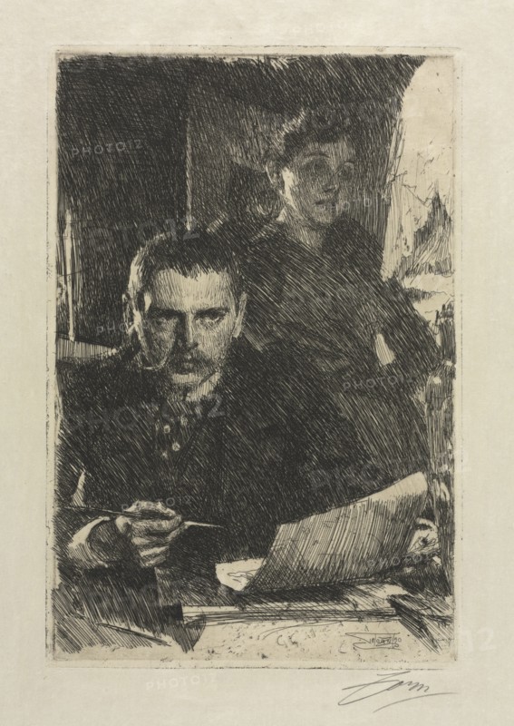 The Artist and His Wife, 1890. Creator: Anders Zorn (Swedish, 1860-1920).
