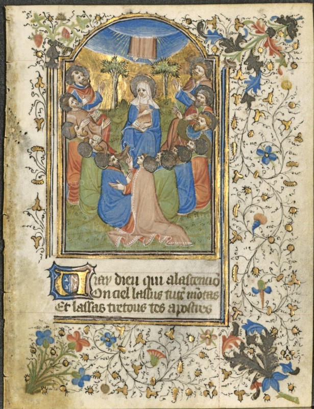 The Ascension: Leaf from a Book of Hours (4 of 6 Excised Leaves), c. 1420-30. Creator: Henri d'Orquevaulx (French); Workshop, or.