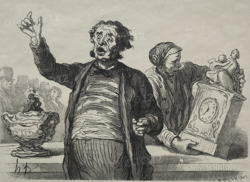 The Auction Room: The Town Crier. Creator: Honoré Daumier (French, 1808-1879).