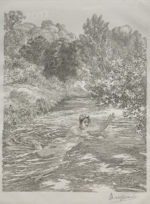 The Bather, c. 1860-70. Creator: Félix Bracquemond (French, 1833-1914).