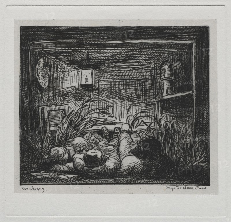 The Boat Trip: Bedding Down Aboard the "Botin" (Night on the Boat), 1861. Creator: Charles François Daubigny (French, 1817-1878).