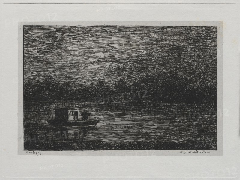 The Boat Trip: Night Voyage or Net Fishing (second version), 1861. Creator: Charles François Daubigny (French, 1817-1878).