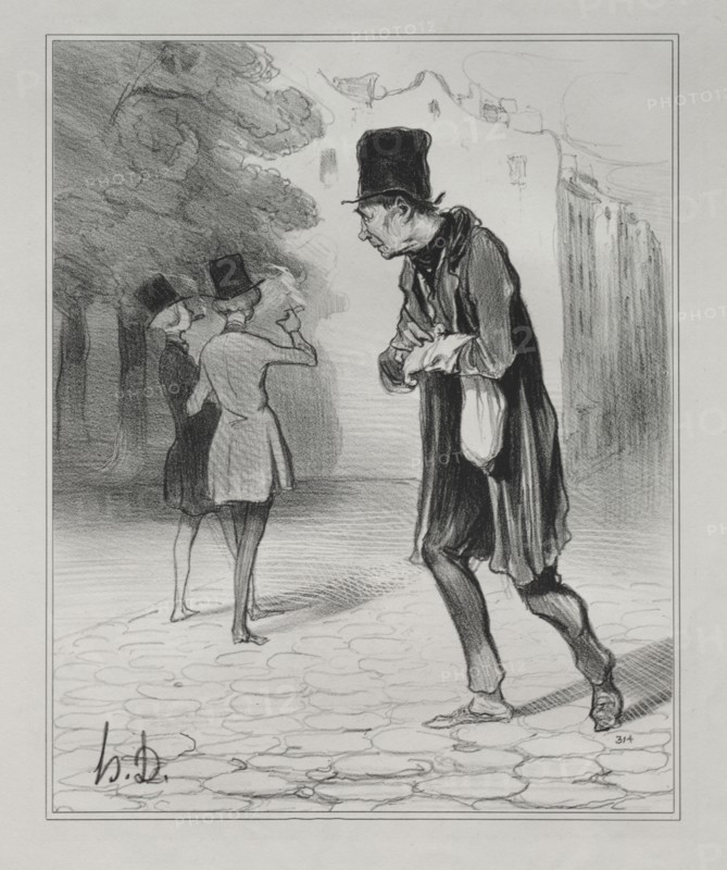The Bohemians of Paris, plate 4: The Collector of Cigar Stubs, 5 December 1841. Creator: Honoré Daumier (French, 1808-1879); Aubert.