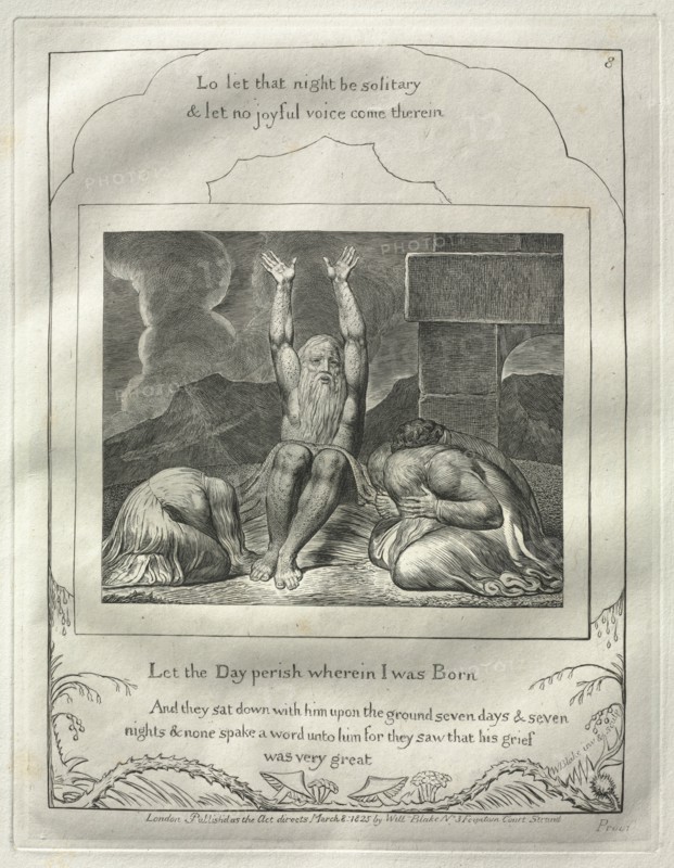 The Book of Job: No. 8, Let the Day perish wherin I was born, 1825. Creator: William Blake (British, 1757-1827).