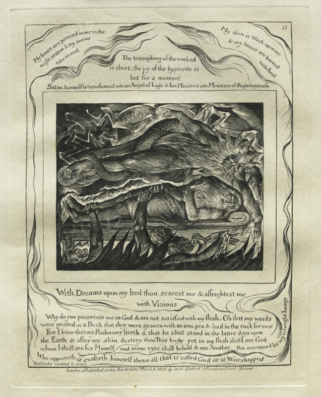 The Book of Job: Pl. 11, With Dreams upon my bed thou scarest me and affrightest me..., 1825. Creator: William Blake (British, 1757-1827).