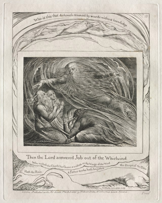 The Book of Job: Pl. 13, Then the Lord answered Job out of the Whirlwind, 1825. Creator: William Blake (British, 1757-1827).