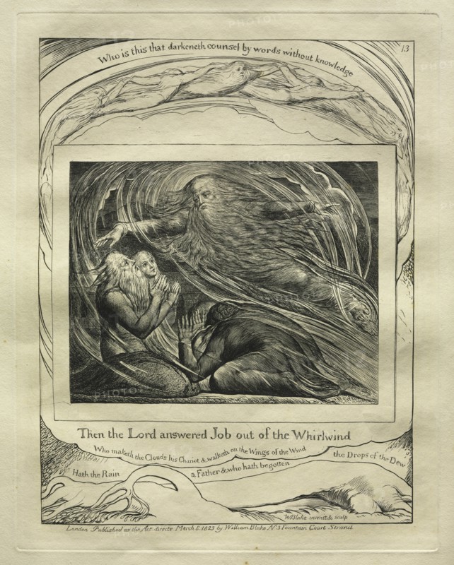 The Book of Job: Pl. 13, Then the Lord answered Job out of the Whirlwind, 1825. Creator: William Blake (British, 1757-1827).