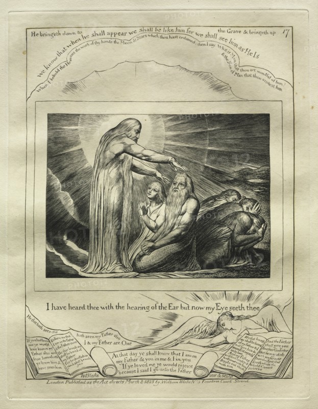 The Book of Job: Pl. 17, I have heard thee with the hearing of the Ear but now my Eye seeth thee, 18 Creator: William Blake (British, 1757-1827).