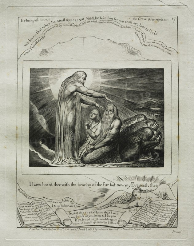 The Book of Job: Pl. 17, I have heard thee with the hearing of the Ear but now my Eye..., 1825. Creator: William Blake (British, 1757-1827).